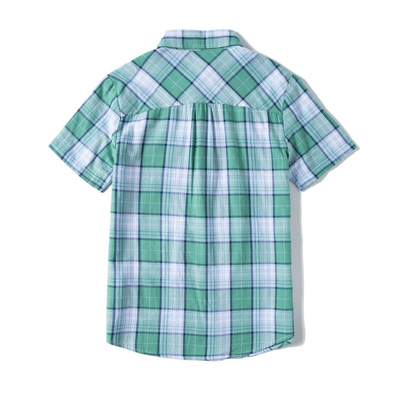 Tronjori Boys' Short Sleeve Button Down Woven Shirt(6,Olive Check) - Image 2